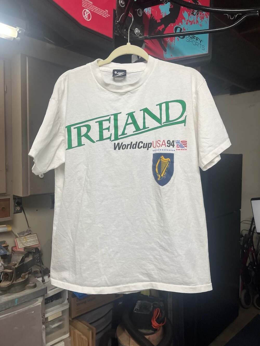Vintage 1994 World Cup USA Ireland Soccer T-Shirt Single Stitch White
